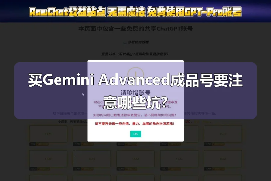 买Gemini Advanced成品号要注意哪些坑?