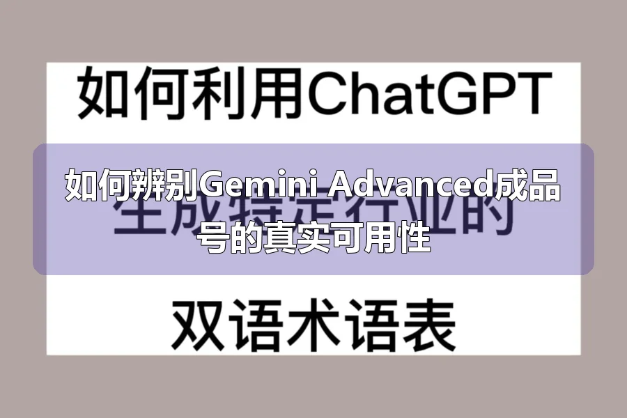 如何辨别Gemini Advanced成品号的真实可用性